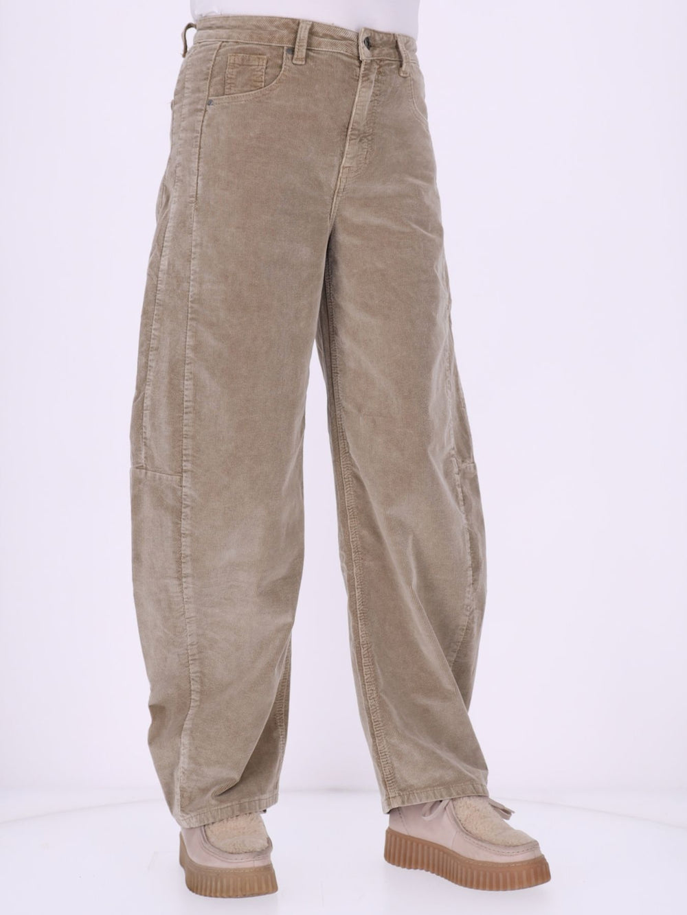 Damen Cordhose Barrel Fit – Albicocca
