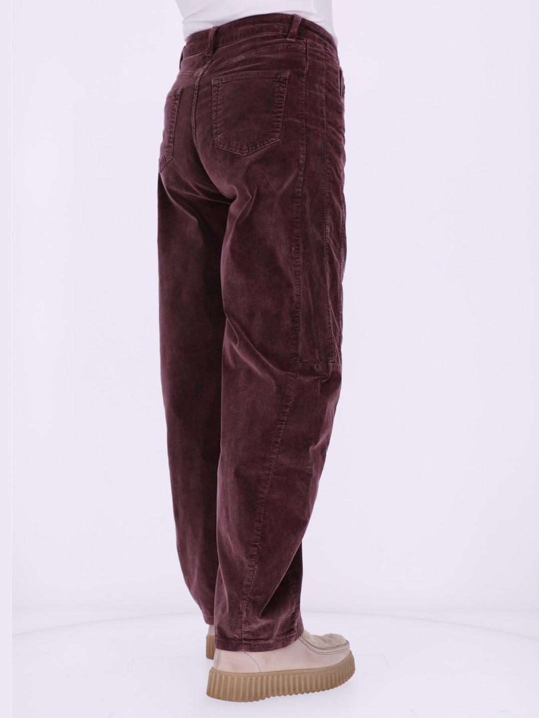 Damen Cordhose Barrel Fit – Raspberry