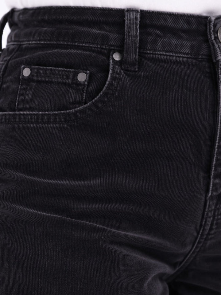 Straight Cordhose Damen weites Bein – Schwarz