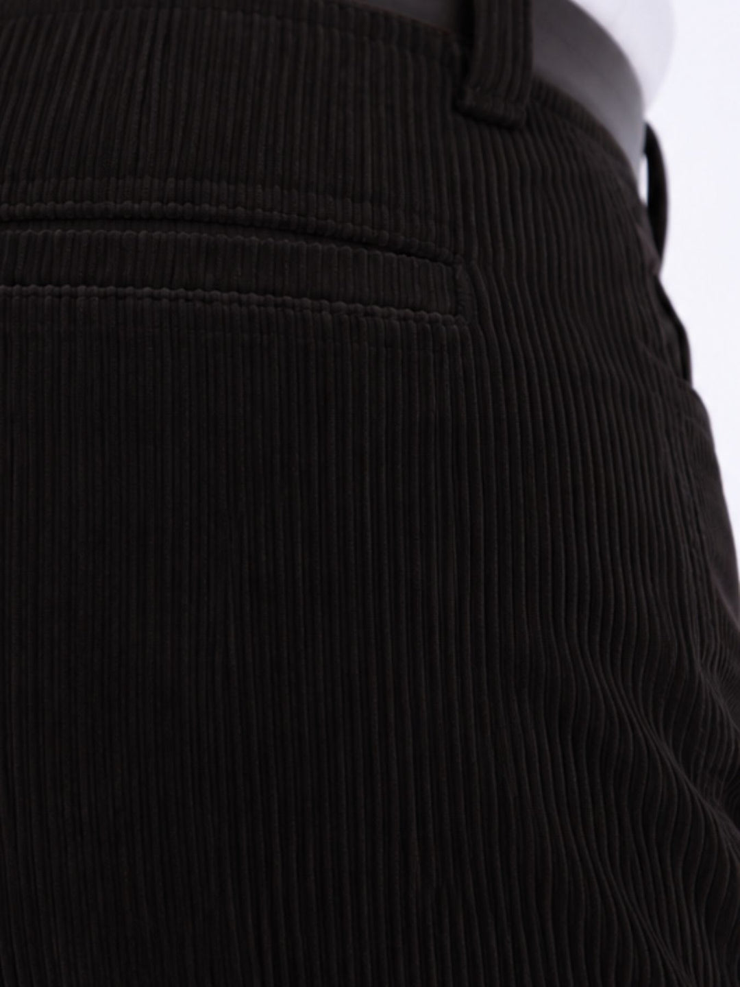 Damen Breitcordhose mit weitem Bein & Gürtel – Schwarz