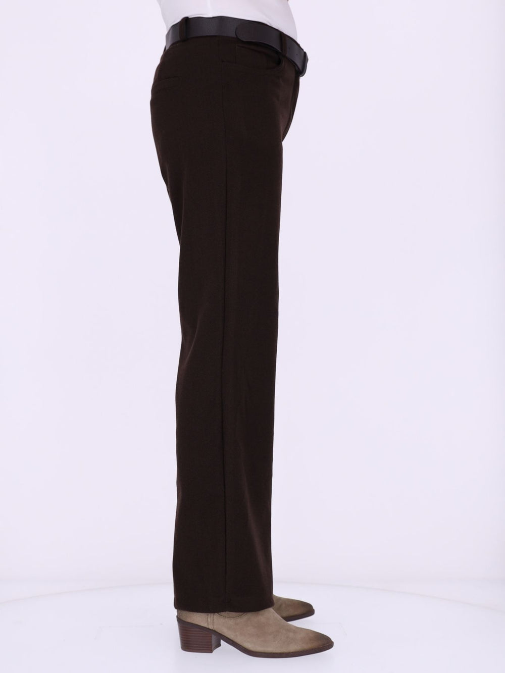 Damen Hose mit weitem Bein in Wolloptik ZIG ZAG – Brown