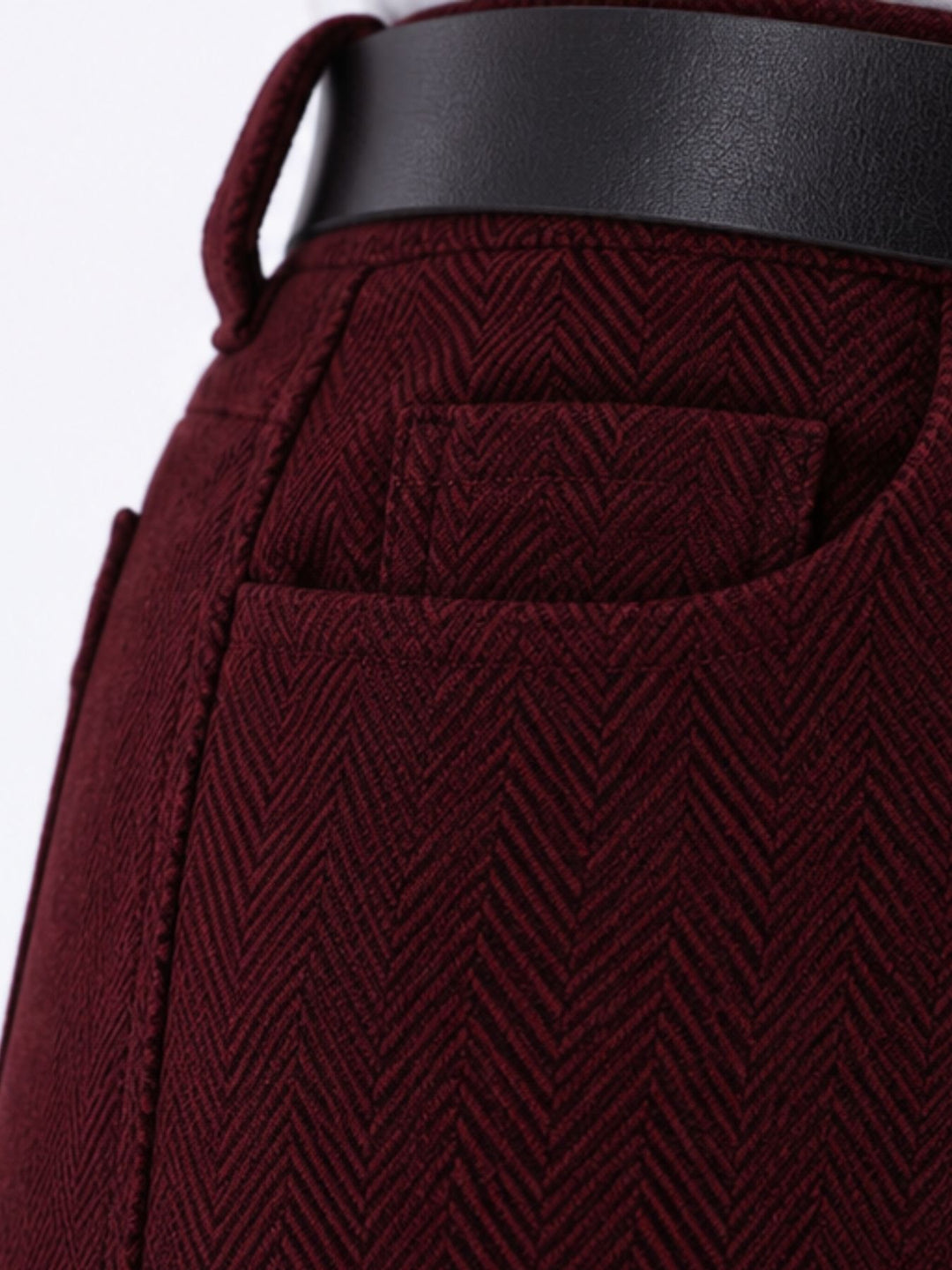 Damen Hose mit weitem Bein in Wolloptik ZIG ZAG – Bordeaux