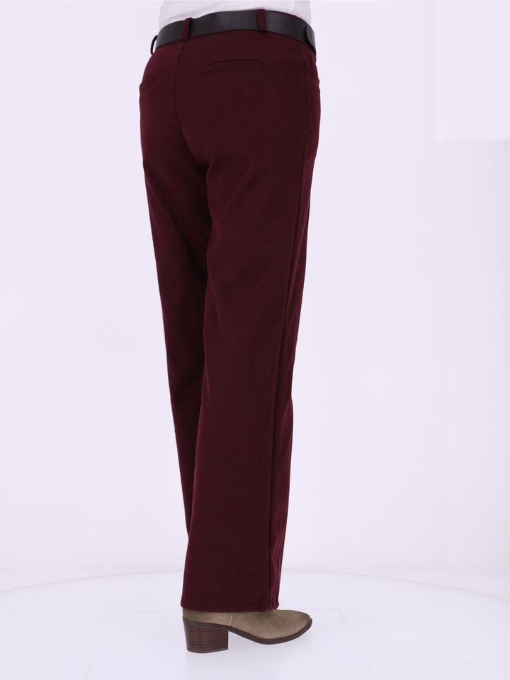 Damen Hose mit weitem Bein in Wolloptik ZIG ZAG – Bordeaux