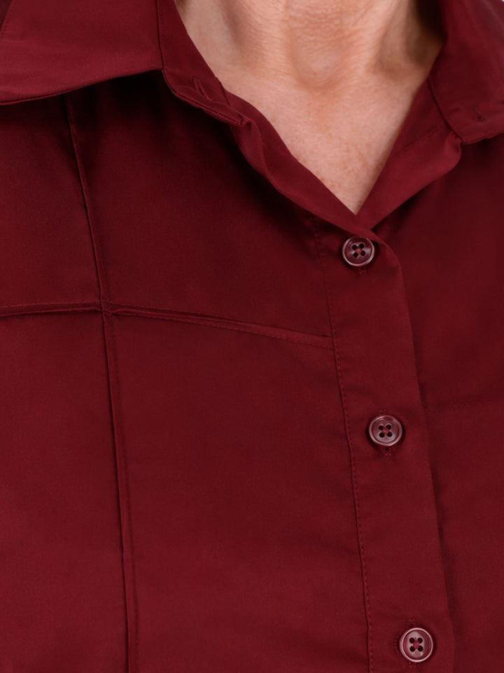Bordeaux Damenbluse mit Hemdkragen