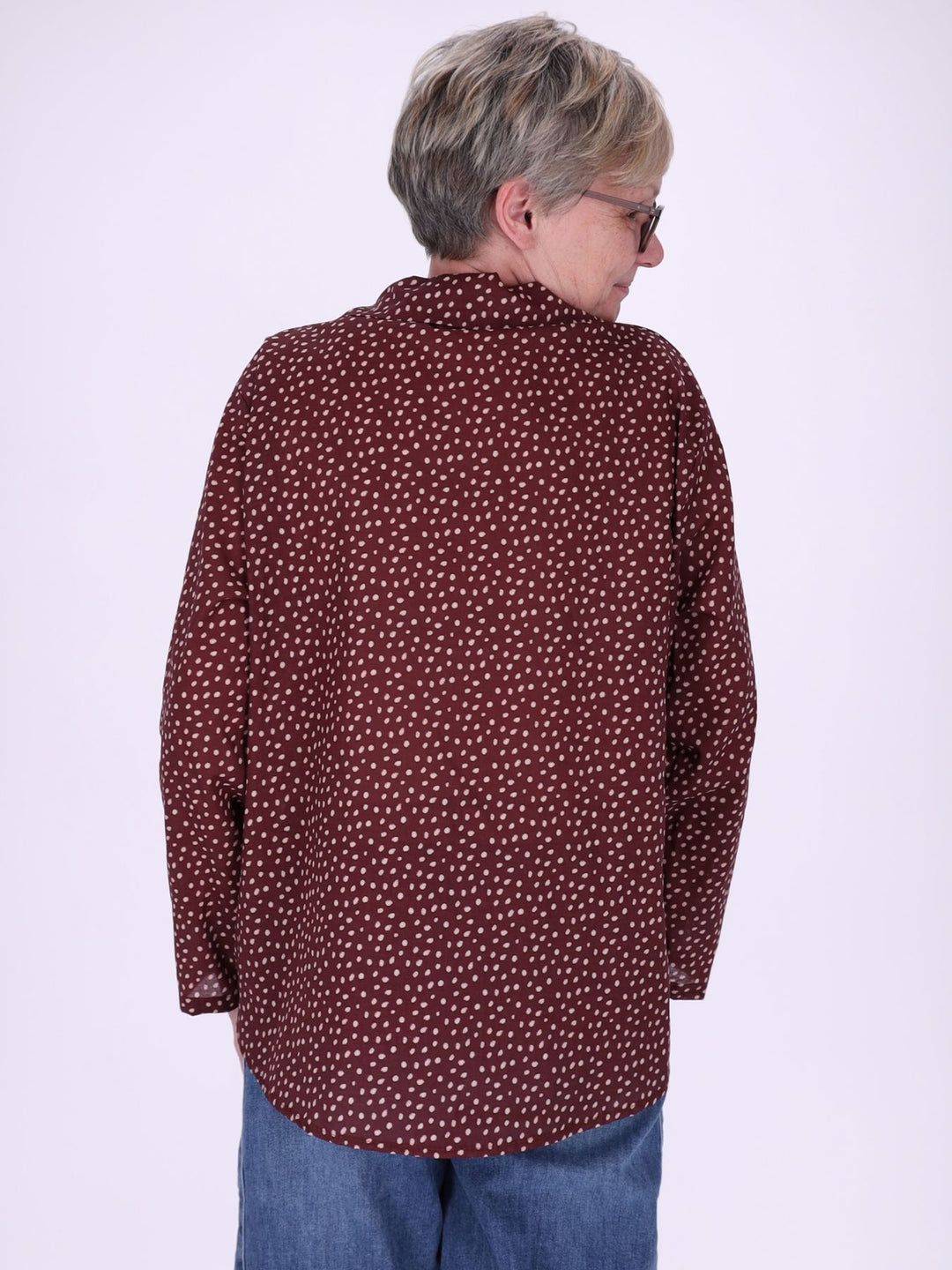 Bluse Damen Baumwolle AOP Tupfen