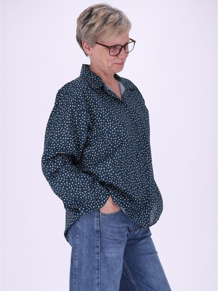 Bluse Damen Baumwolle AOP Tupfen
