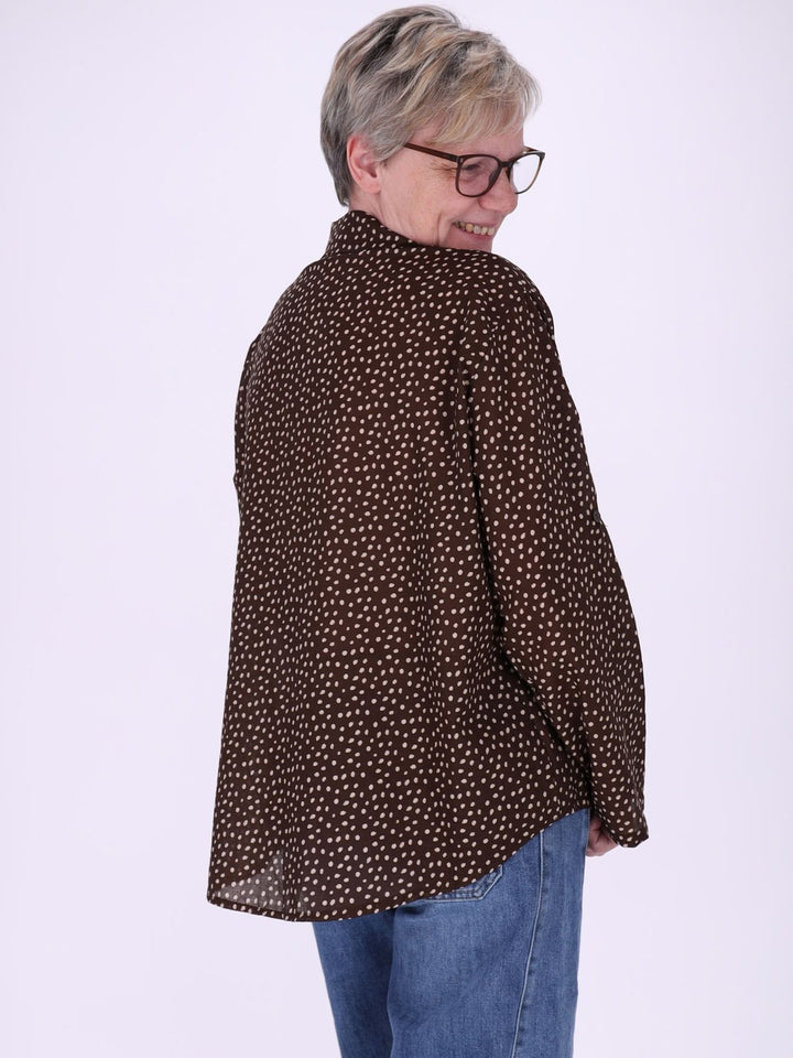 Bluse Damen Baumwolle AOP Tupfen