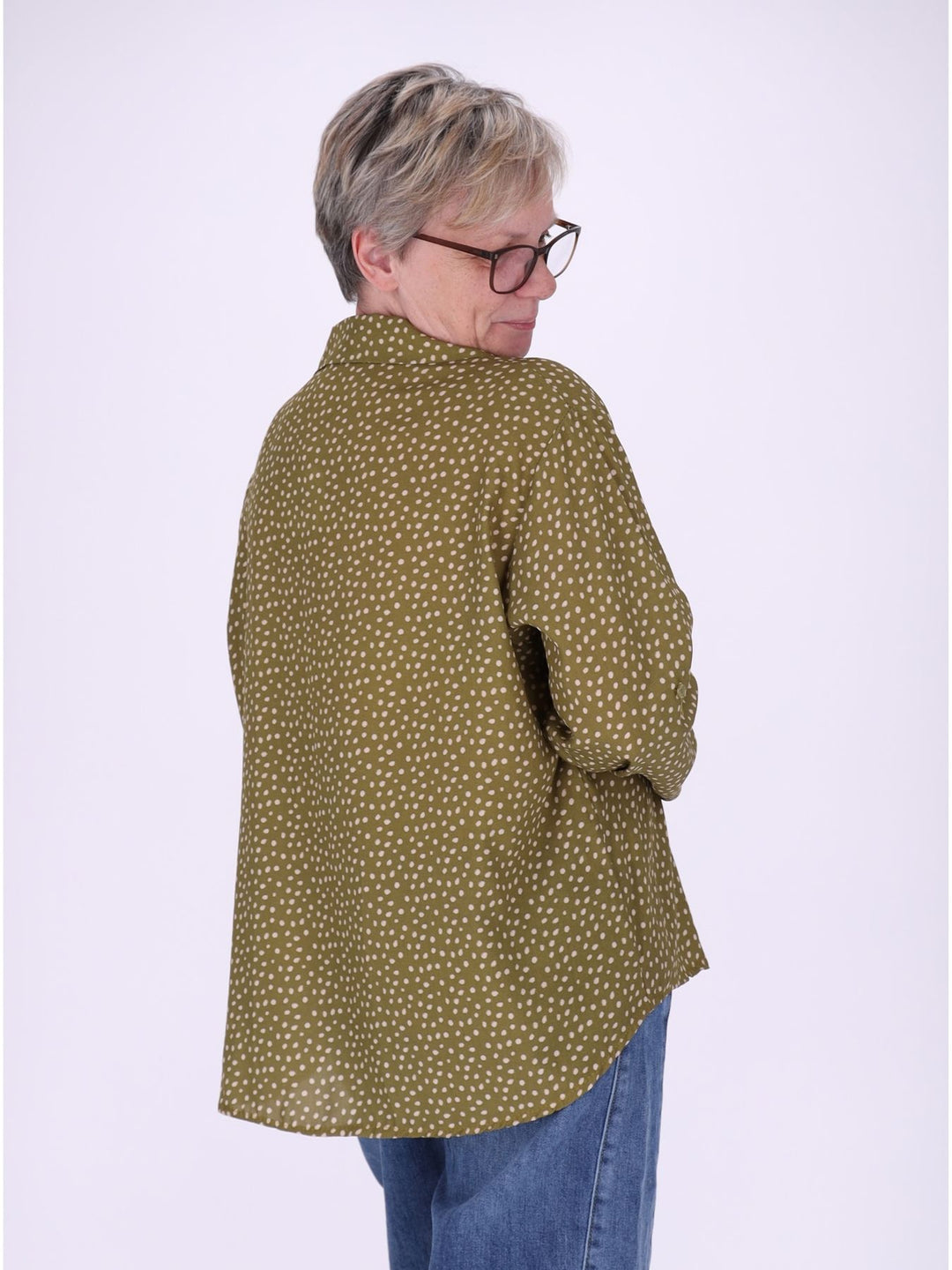 Bluse Damen Baumwolle AOP Tupfen