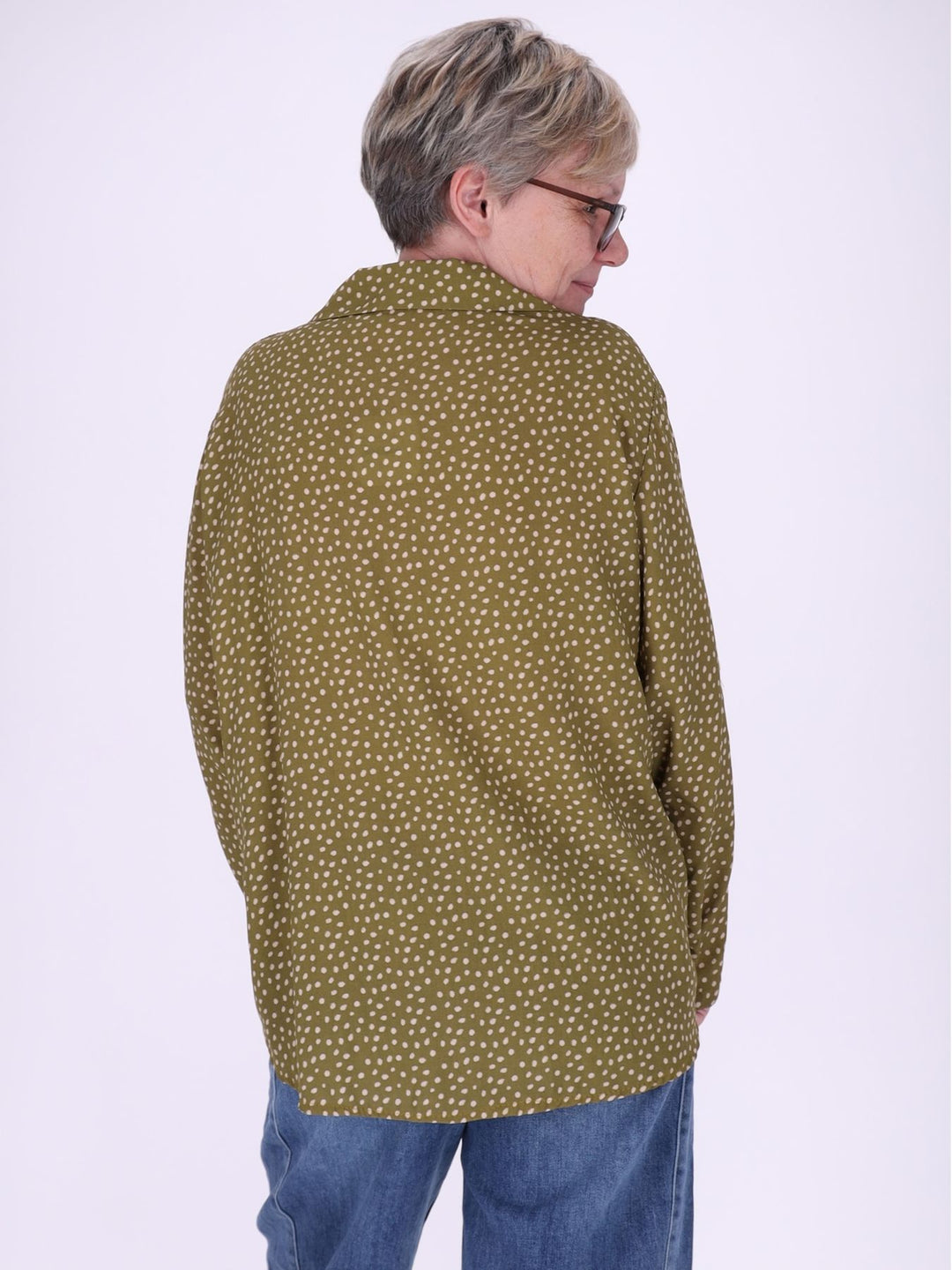 Bluse Damen Baumwolle AOP Tupfen