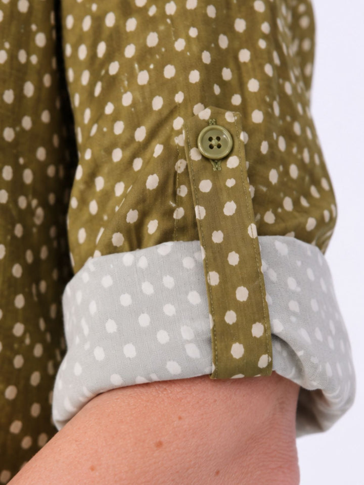 Bluse Damen Baumwolle AOP Tupfen