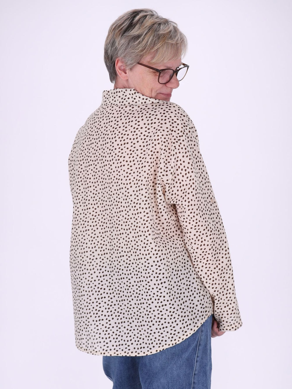 Bluse Damen Baumwolle AOP Tupfen