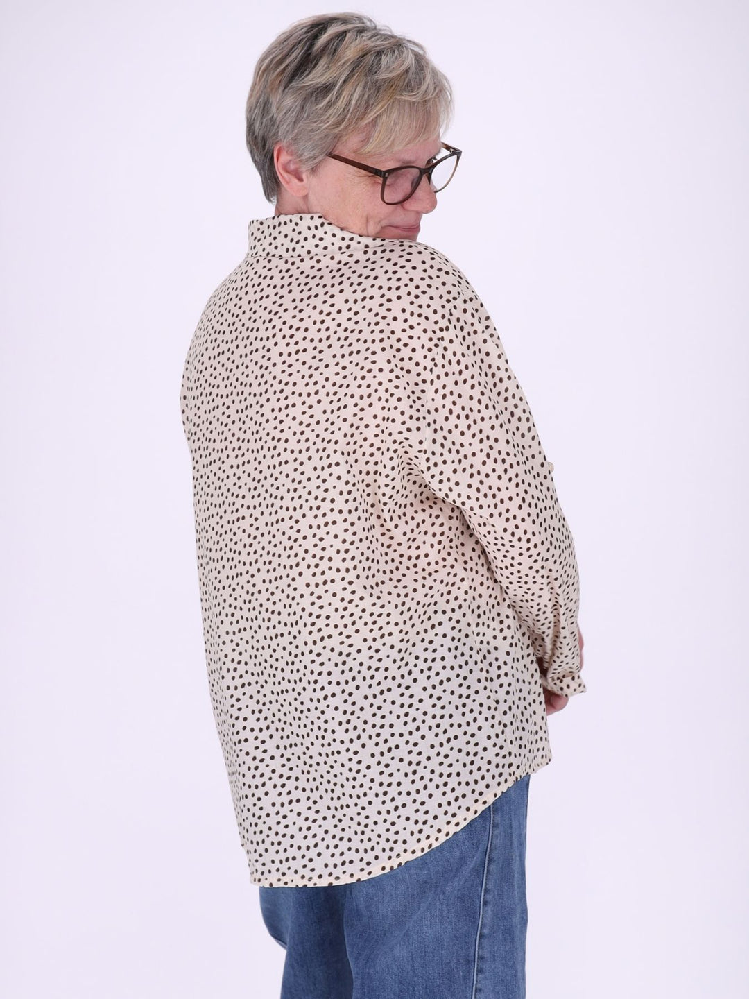Bluse Damen Baumwolle AOP Tupfen