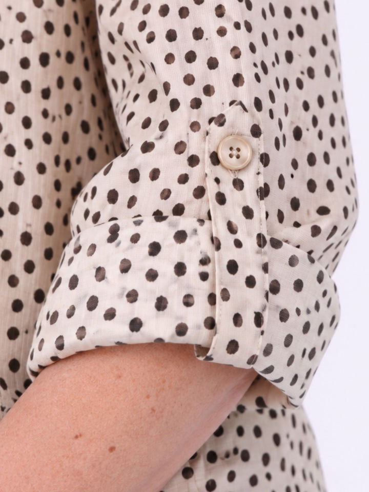Bluse Damen Baumwolle AOP Tupfen