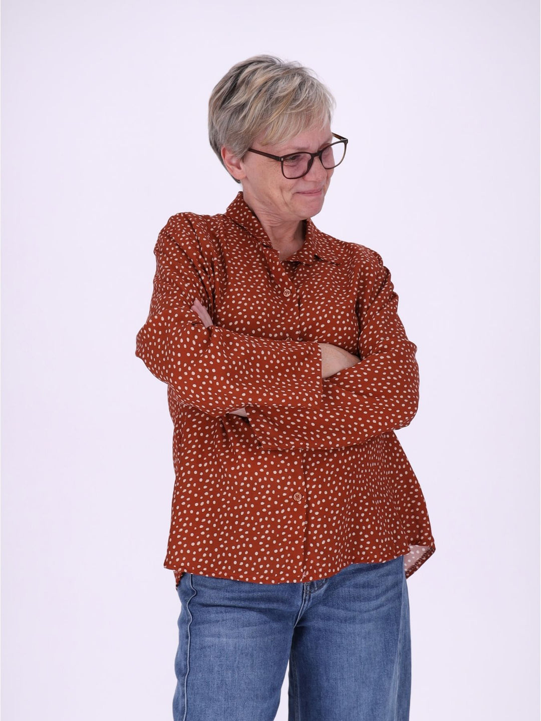 Bluse Damen Baumwolle AOP Tupfen