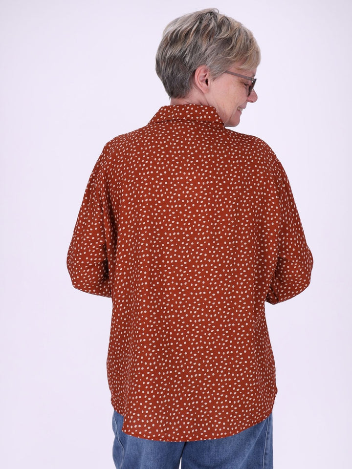 Bluse Damen Baumwolle AOP Tupfen