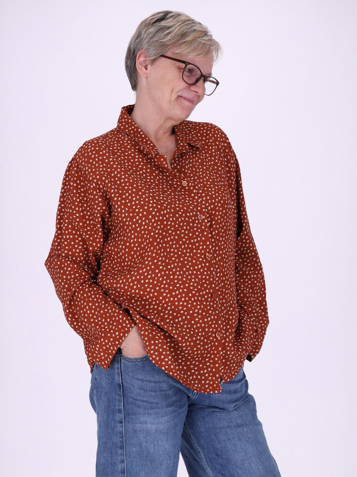 Bluse Damen Baumwolle AOP Tupfen