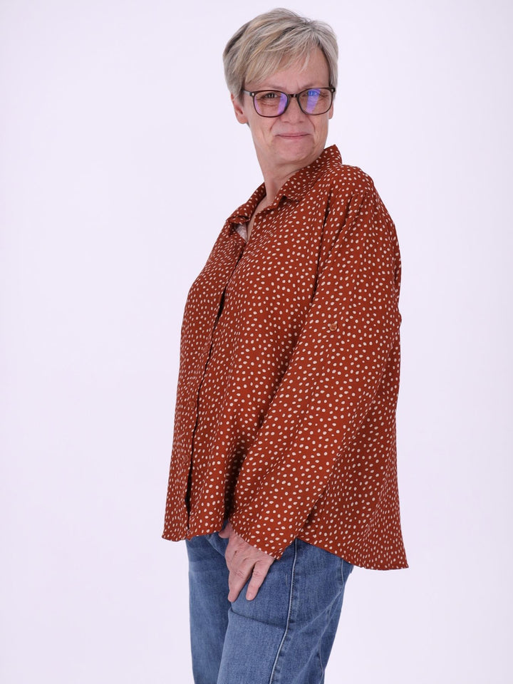 Bluse Damen Baumwolle AOP Tupfen