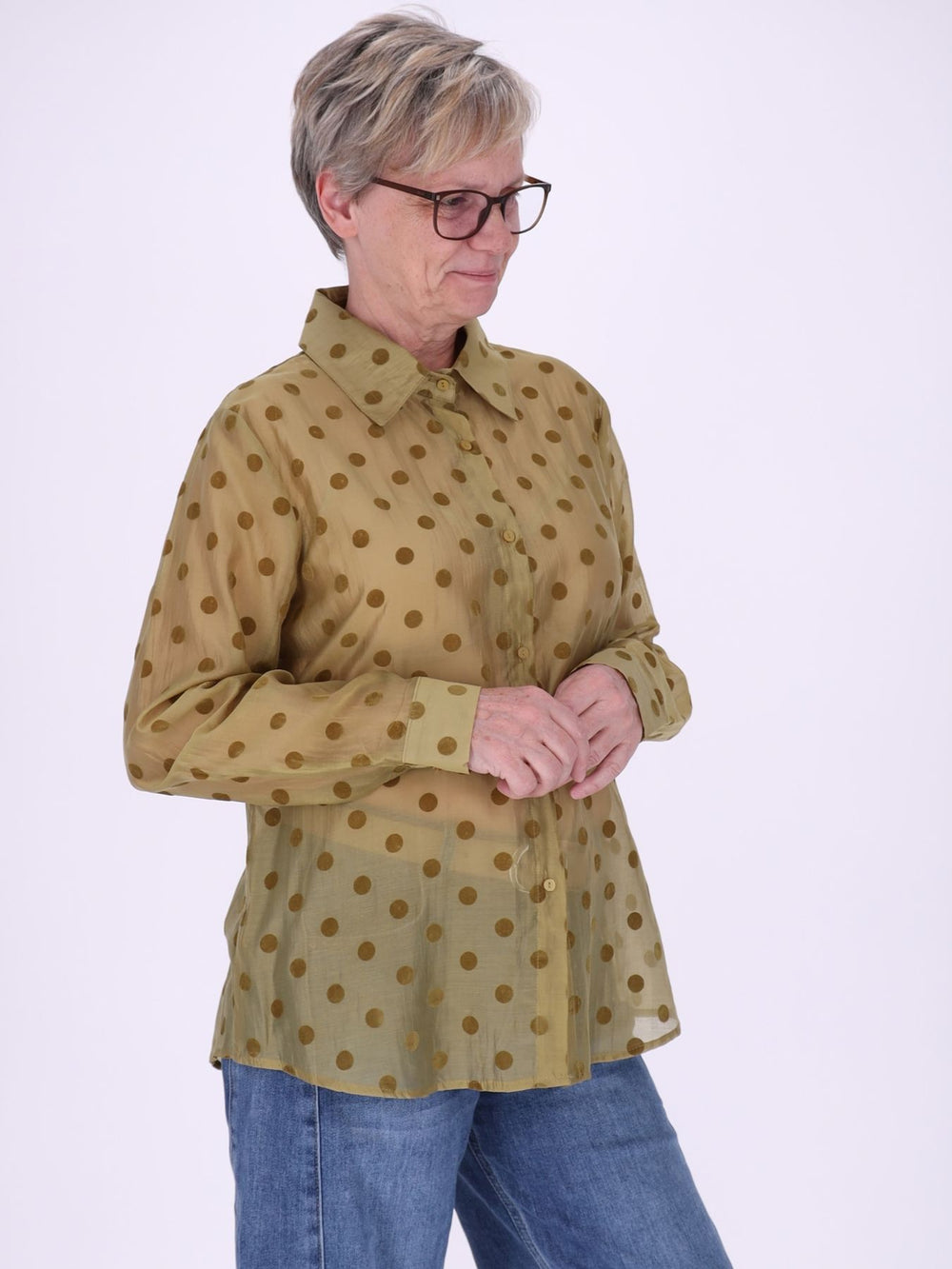 Bluse Damen leichte Qualität Punkte geflockt