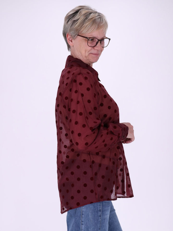 Bluse Damen leichte Qualität Punkte geflockt