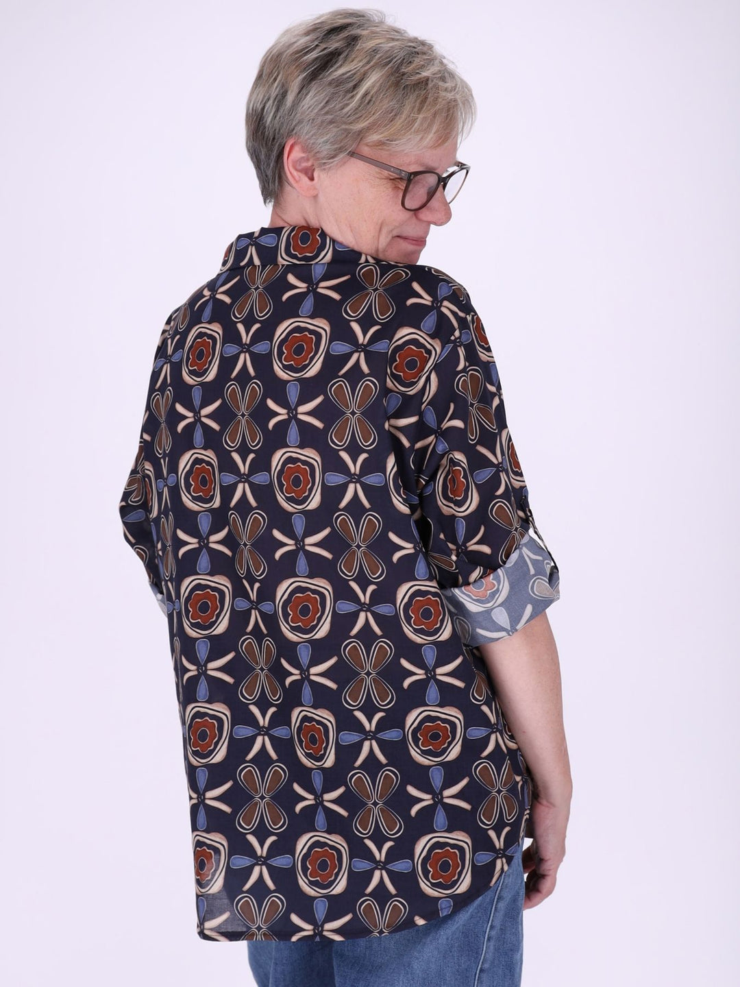 Bluse Damen Baumwolle AOP Blüten