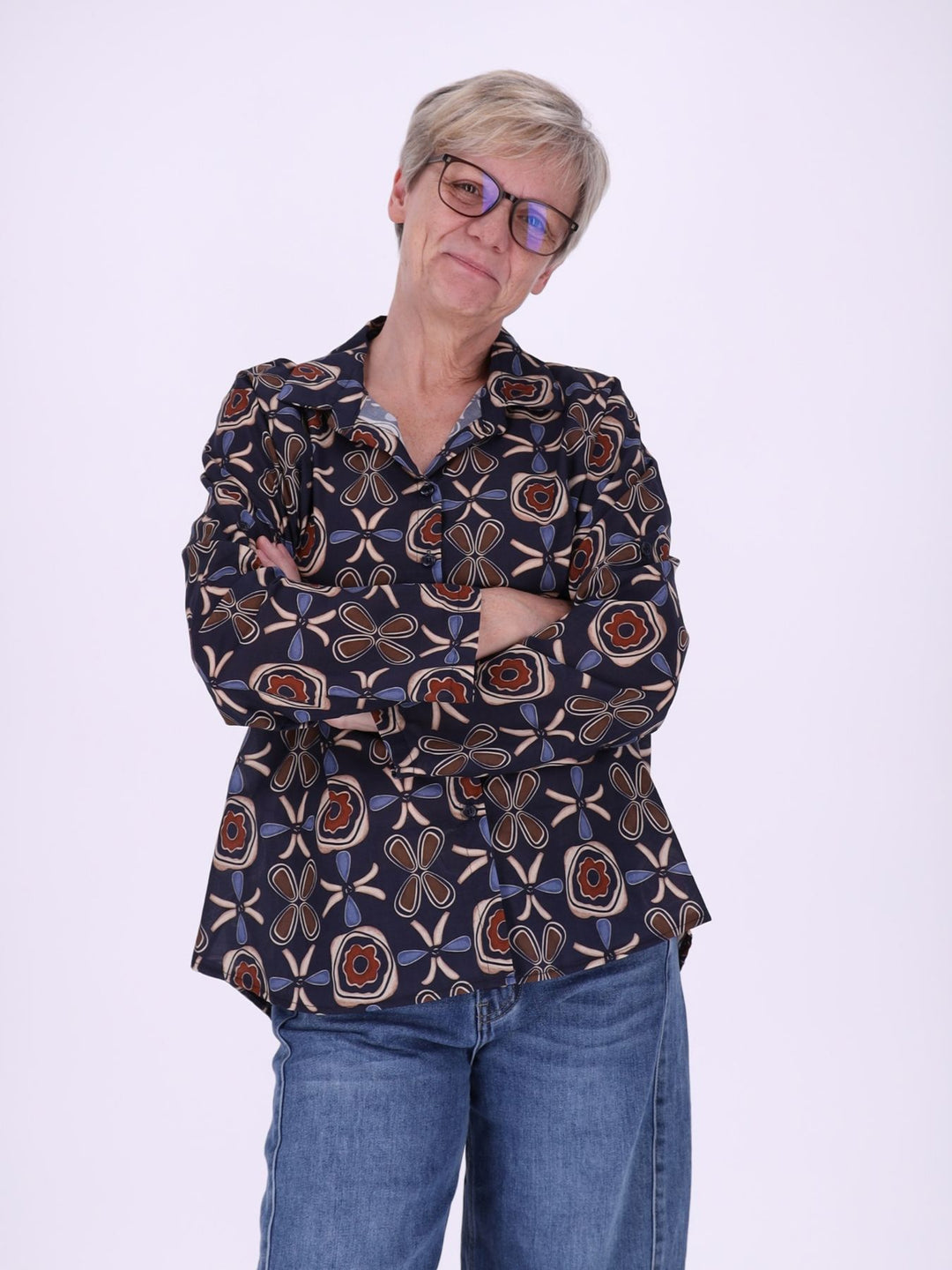 Bluse Damen Baumwolle AOP Blüten
