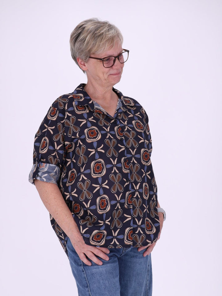 Bluse Damen Baumwolle AOP Blüten