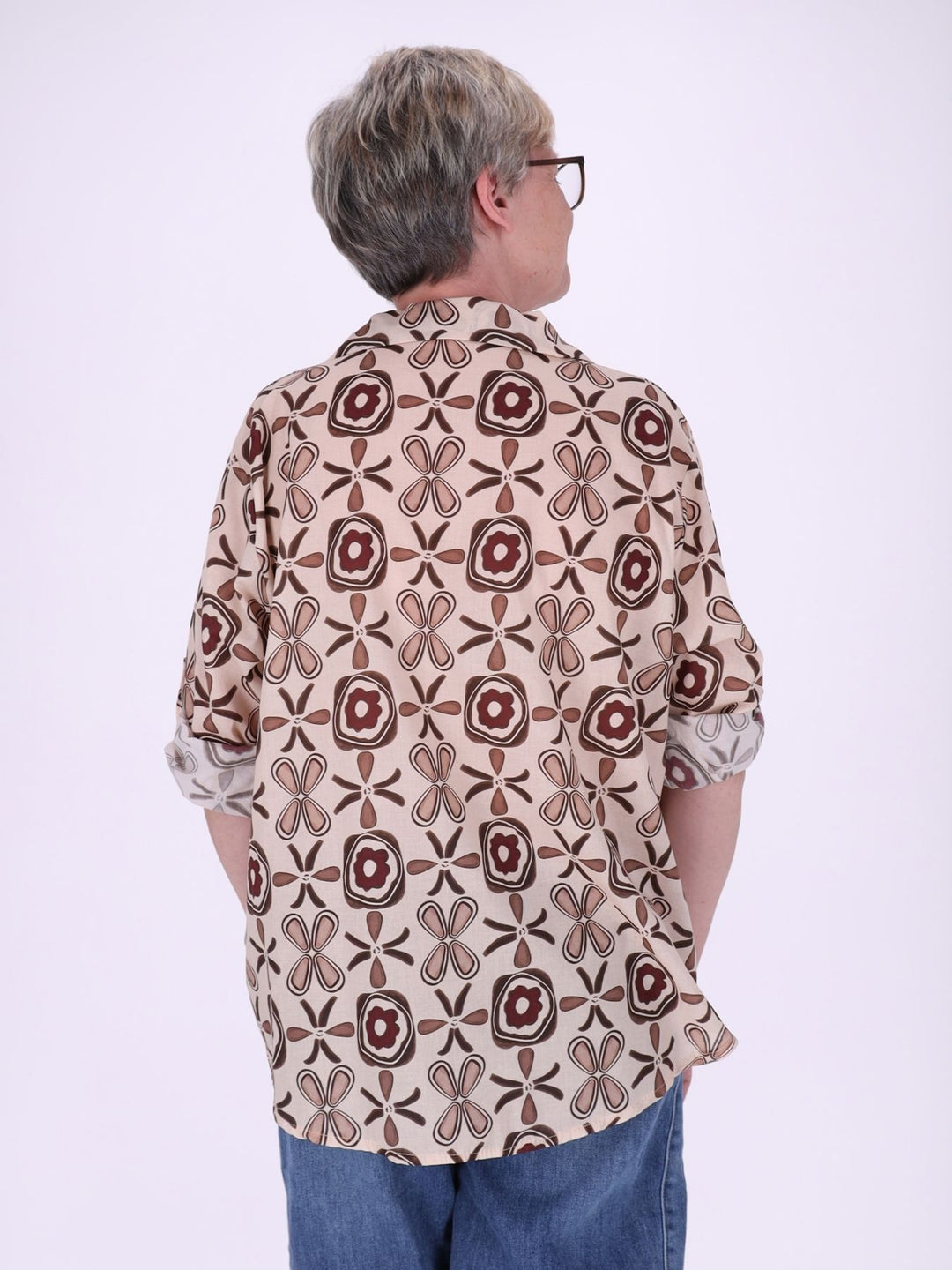 Bluse Damen Baumwolle AOP Blüten