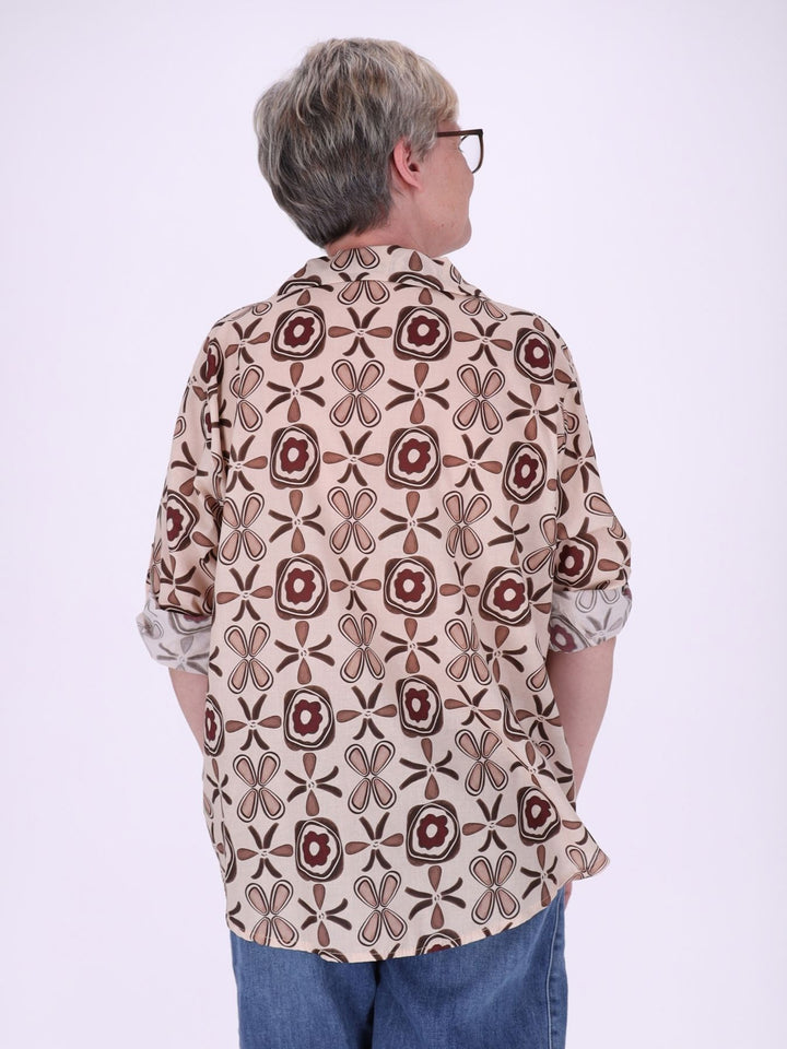 Bluse Damen Baumwolle AOP Blüten