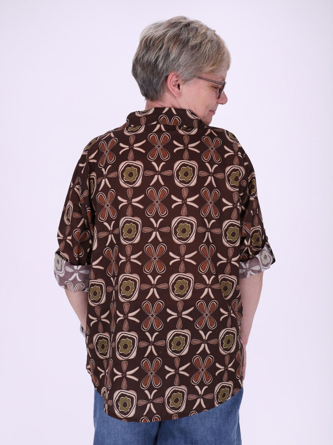 Bluse Damen Baumwolle AOP Blüten