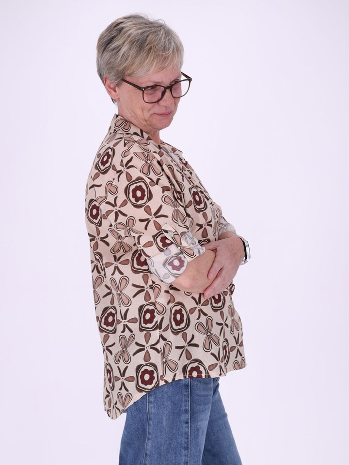 Bluse Damen Baumwolle AOP Blüten