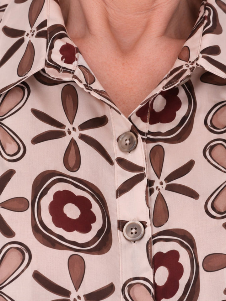 Bluse Damen Baumwolle AOP Blüten