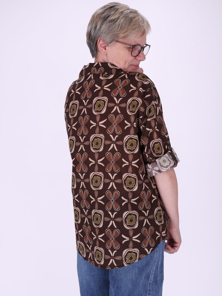 Bluse Damen Baumwolle AOP Blüten