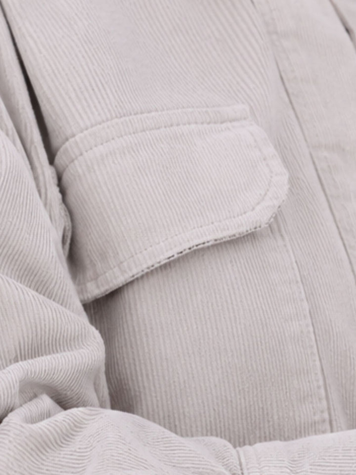 Damen Cord-Overshirt Beige – mit kariertem Innenfutter