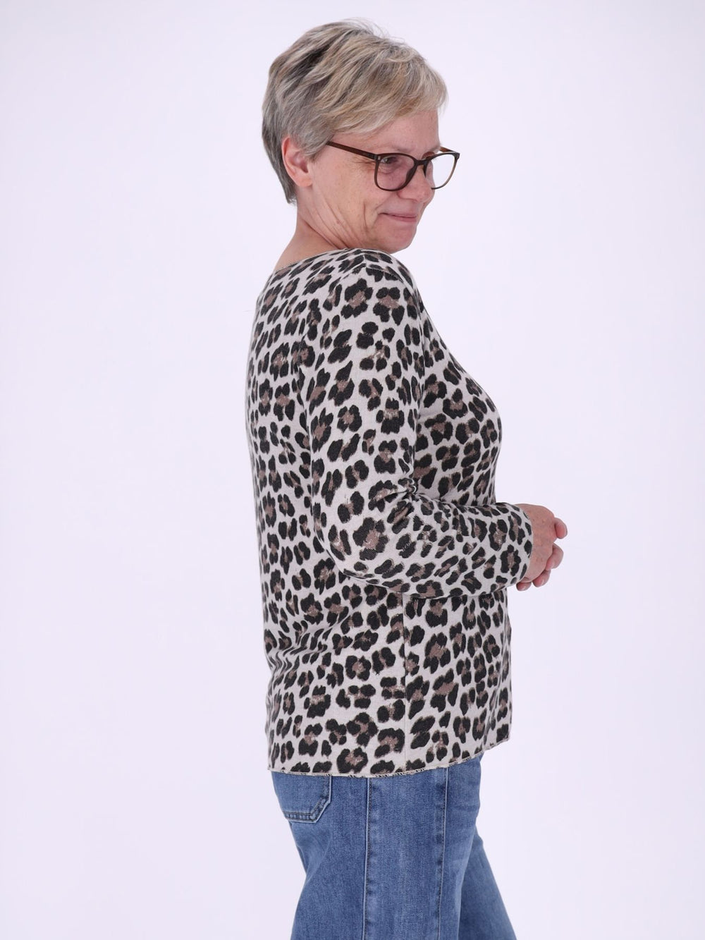 Shirt Damen Feinstrick AOP Leo