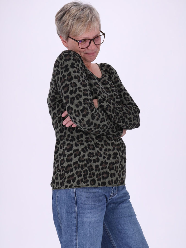 Shirt Damen Feinstrick AOP Leo