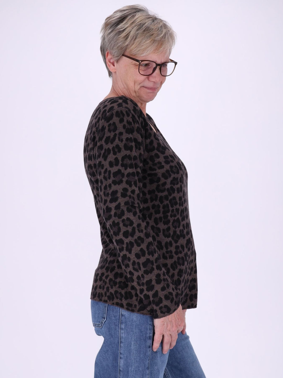 Shirt Damen Feinstrick AOP Leo