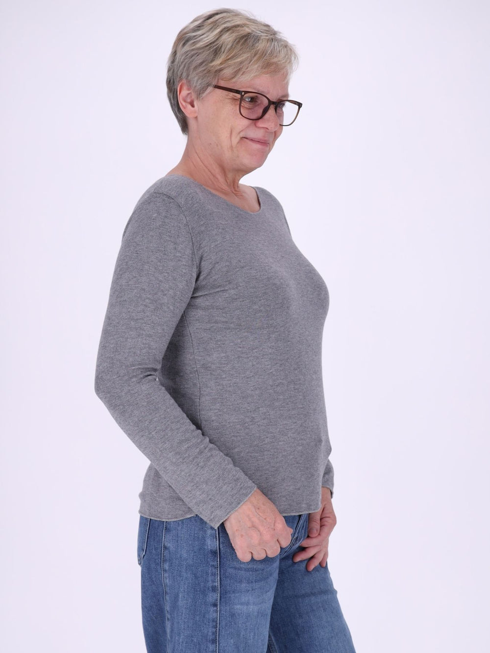 Shirt Damen Rundhals Feinstrick