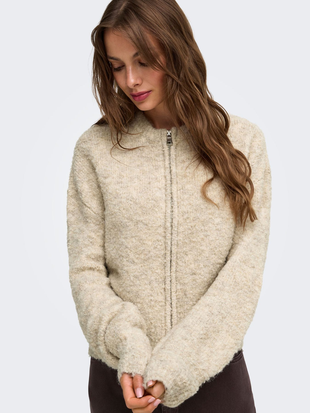 ONLBOUBLE LS O-NECK ZIP CARDIGAN KN