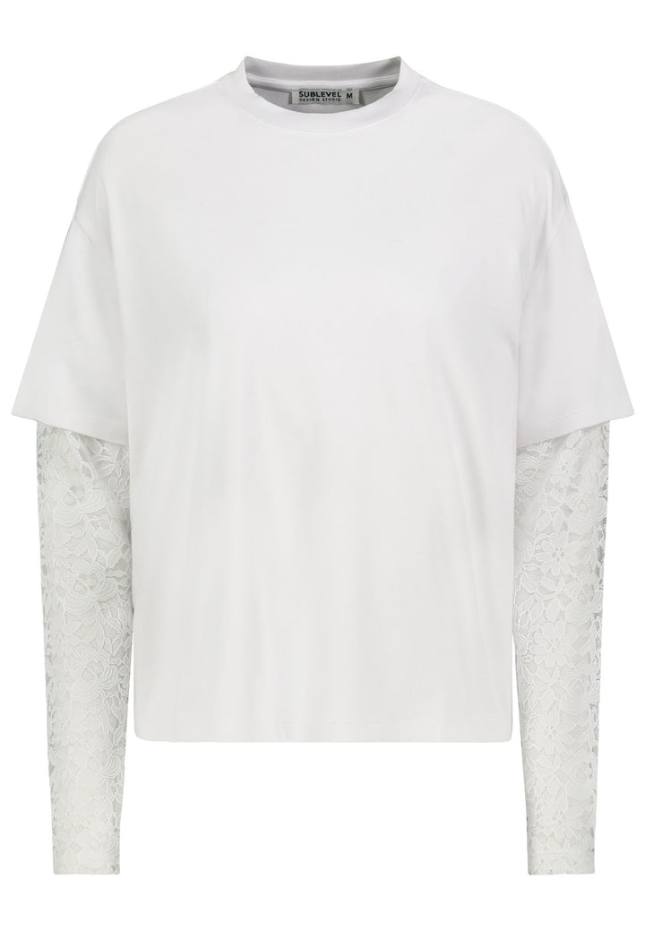 Shirt Damen Spitzenärmel