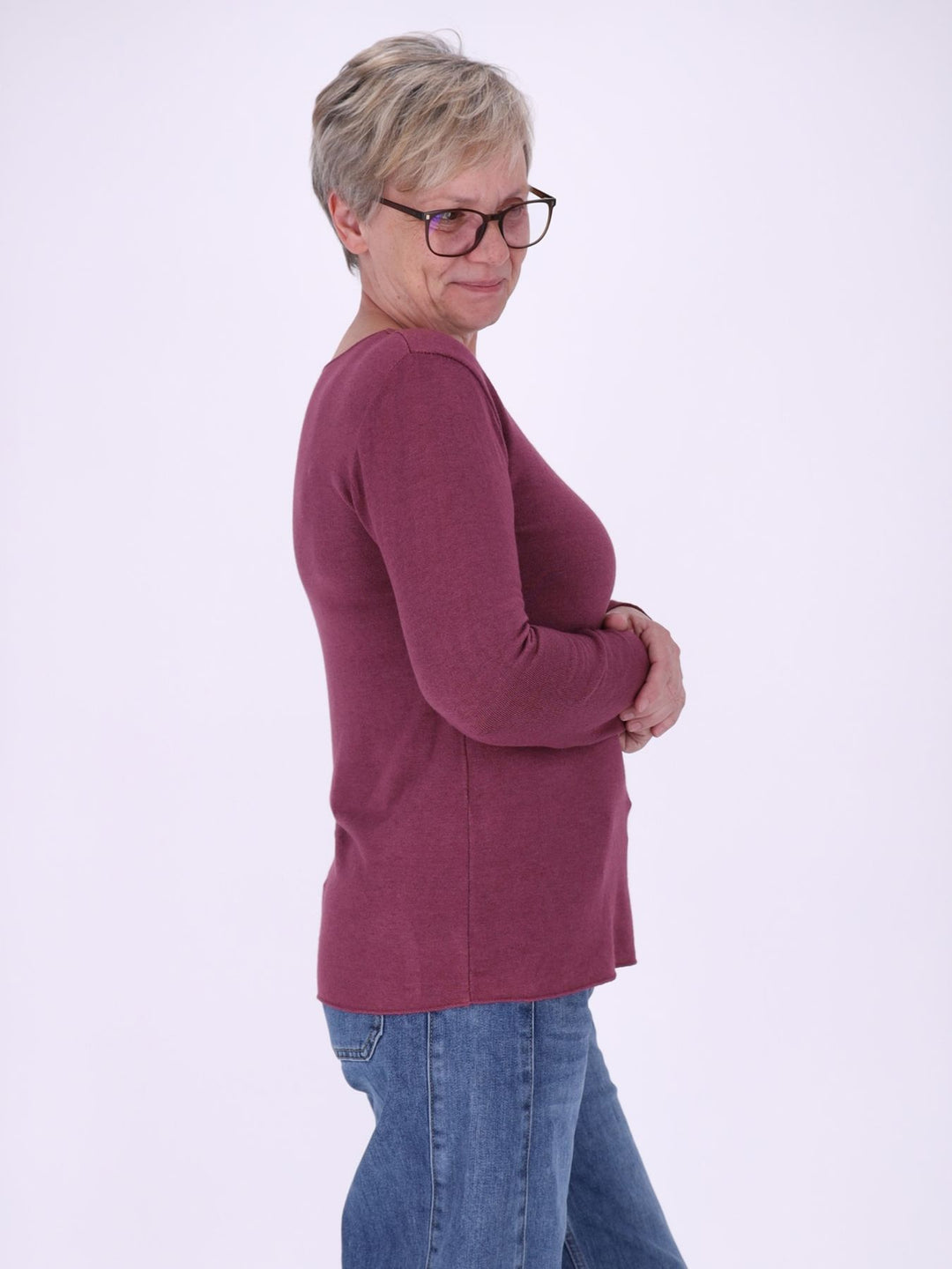 Shirt Damen Rundhals Feinstrick