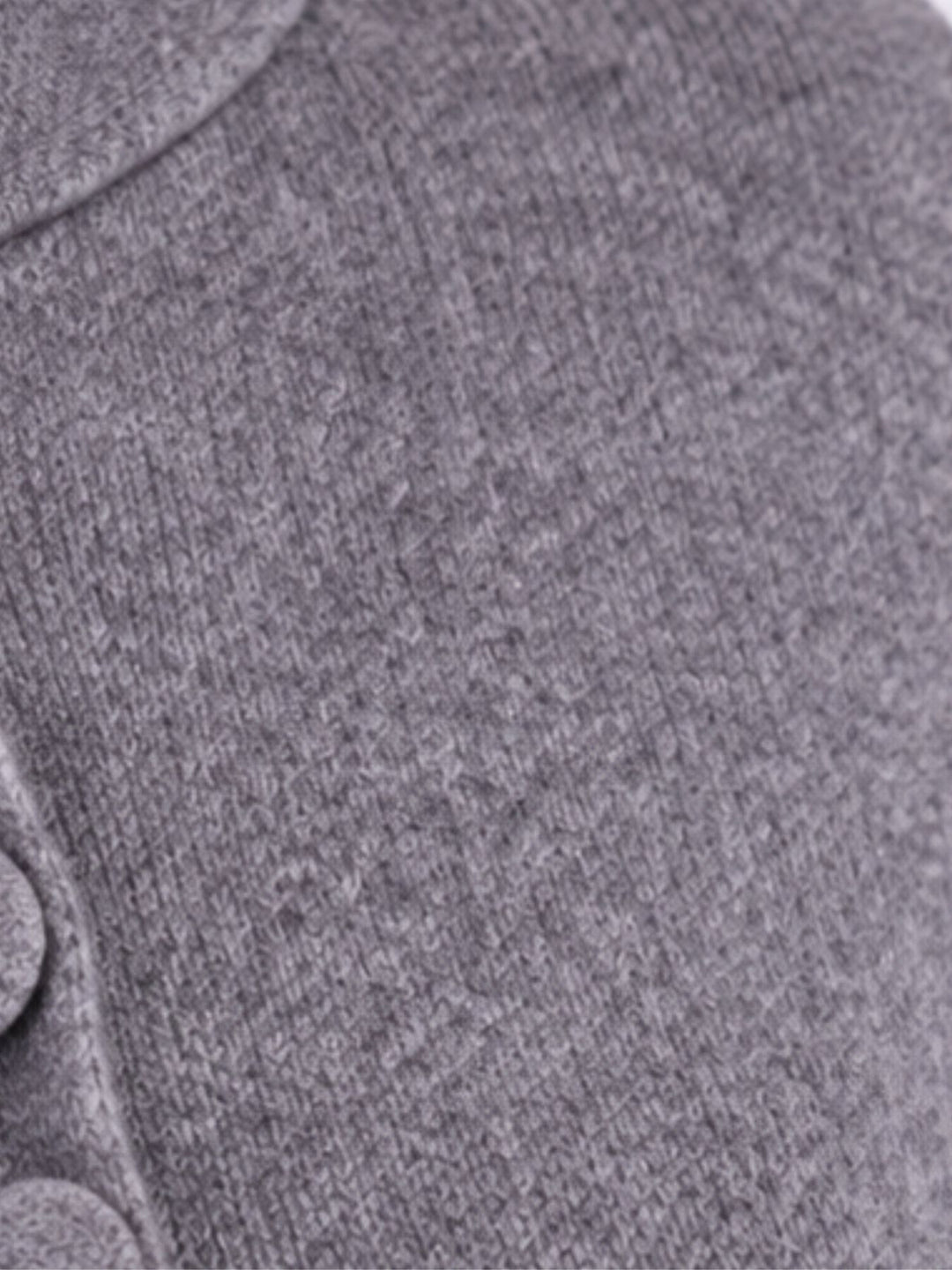 Graue Strickjacke Damen in A-Form – Stehkragen & halber Arm