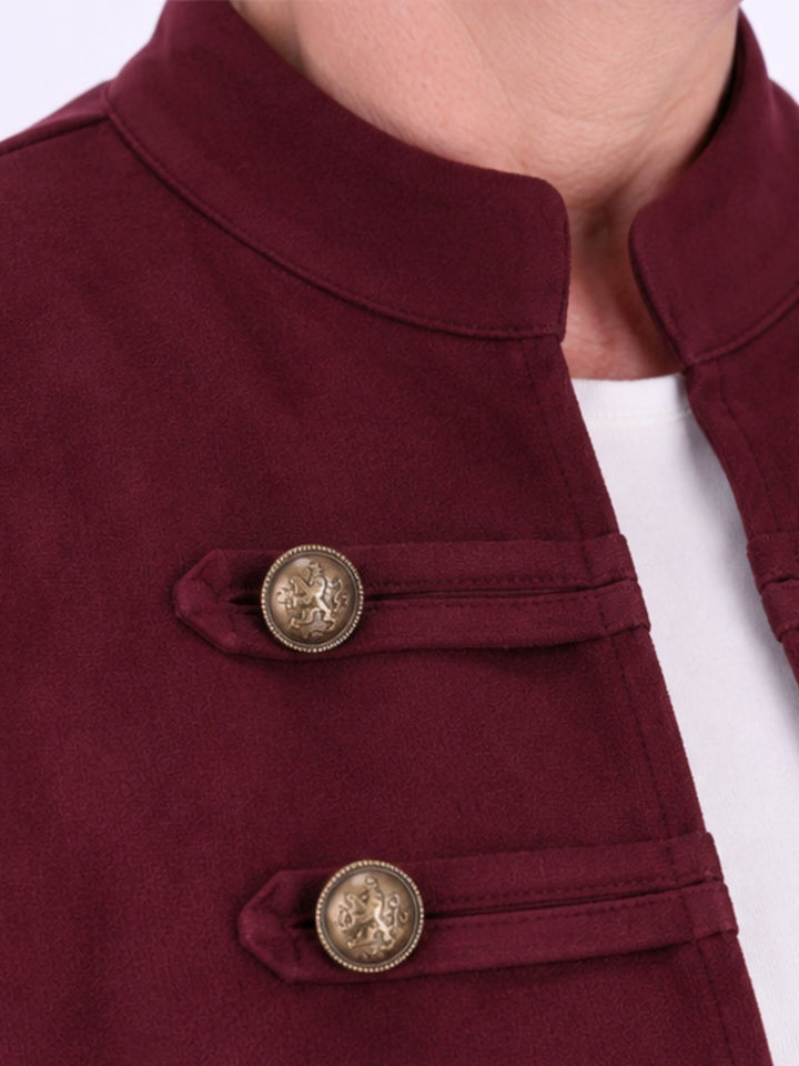 Bordeaux Military Jacke Damen in Veloursoptik – offen & detailreich