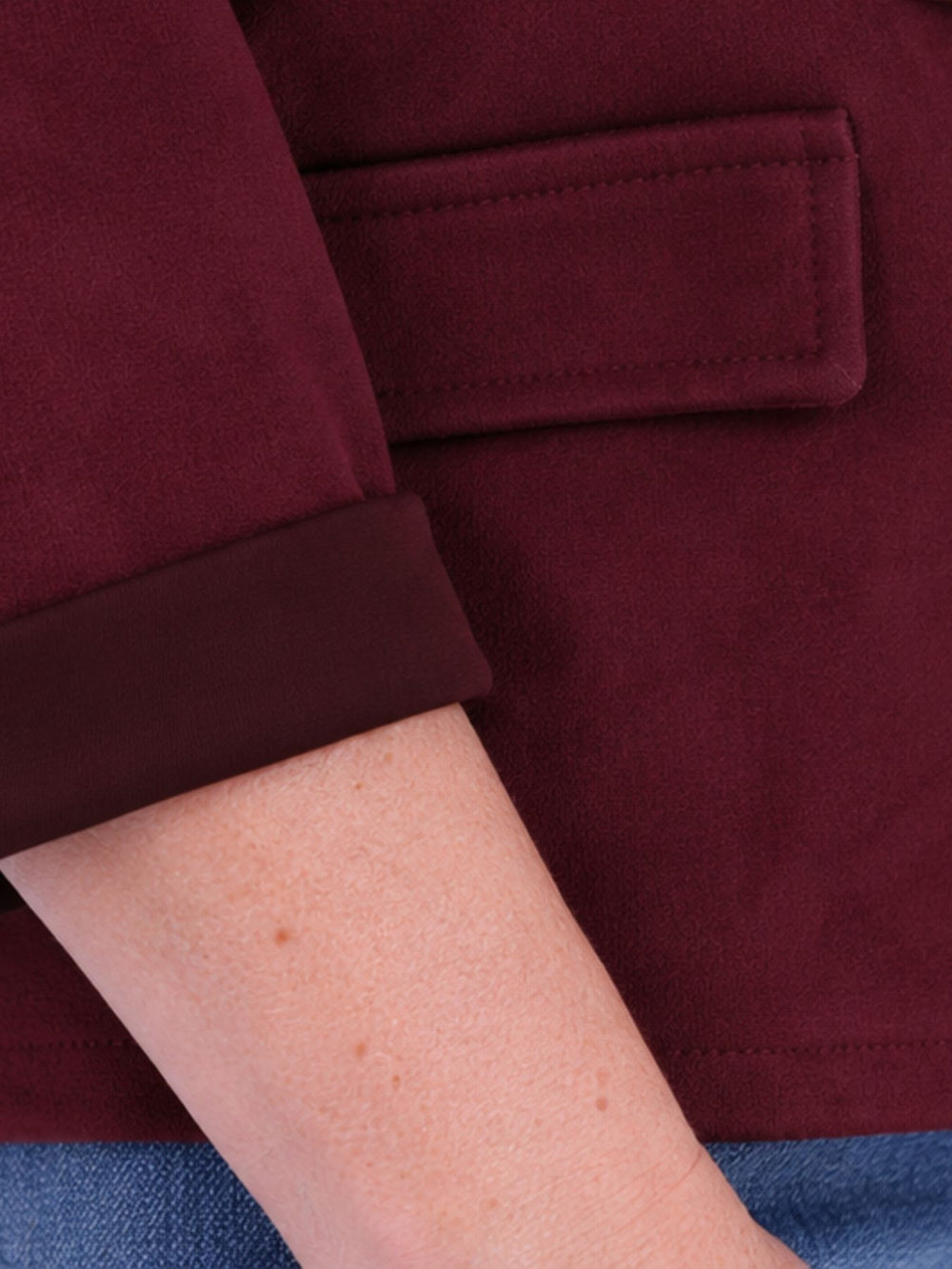 Bordeaux Military Jacke Damen in Veloursoptik – offen & detailreich