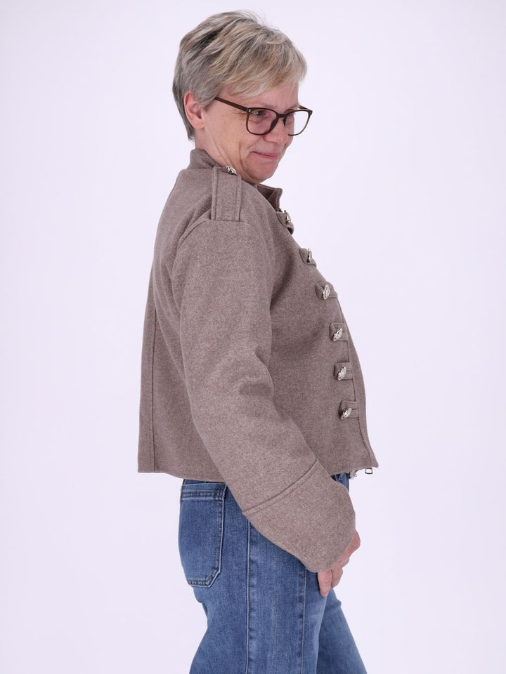Military-Kurzjacke Wolloptik Zierknöpfe