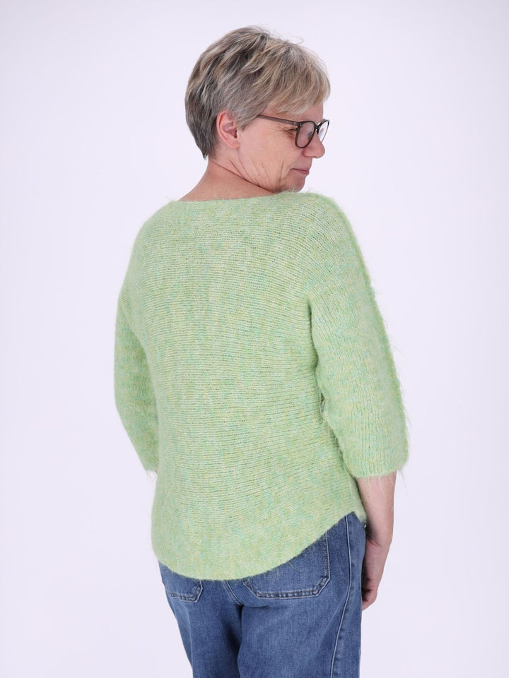 Kuscheliger Strickpullover Damen mit 3/4-Arm – Hellgrün
