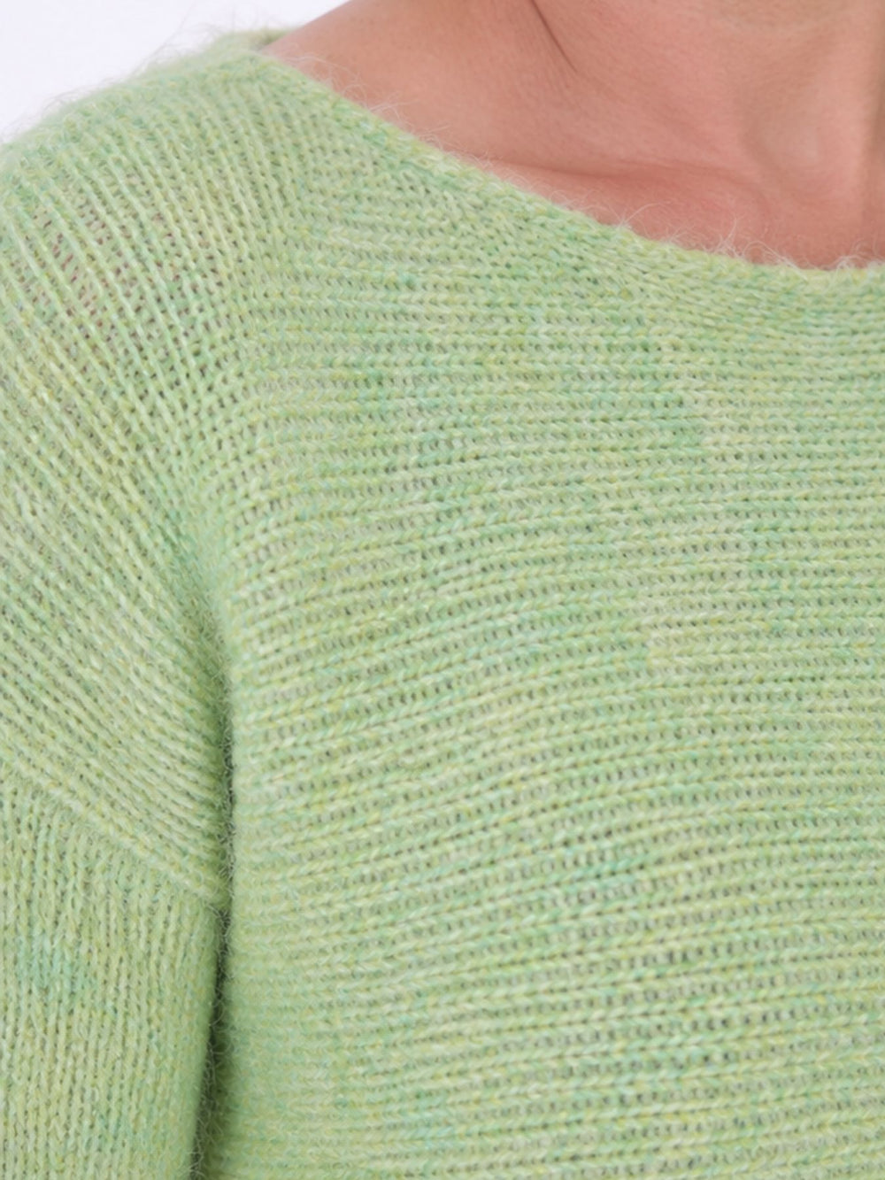 Kuscheliger Strickpullover Damen mit 3/4-Arm – Hellgrün