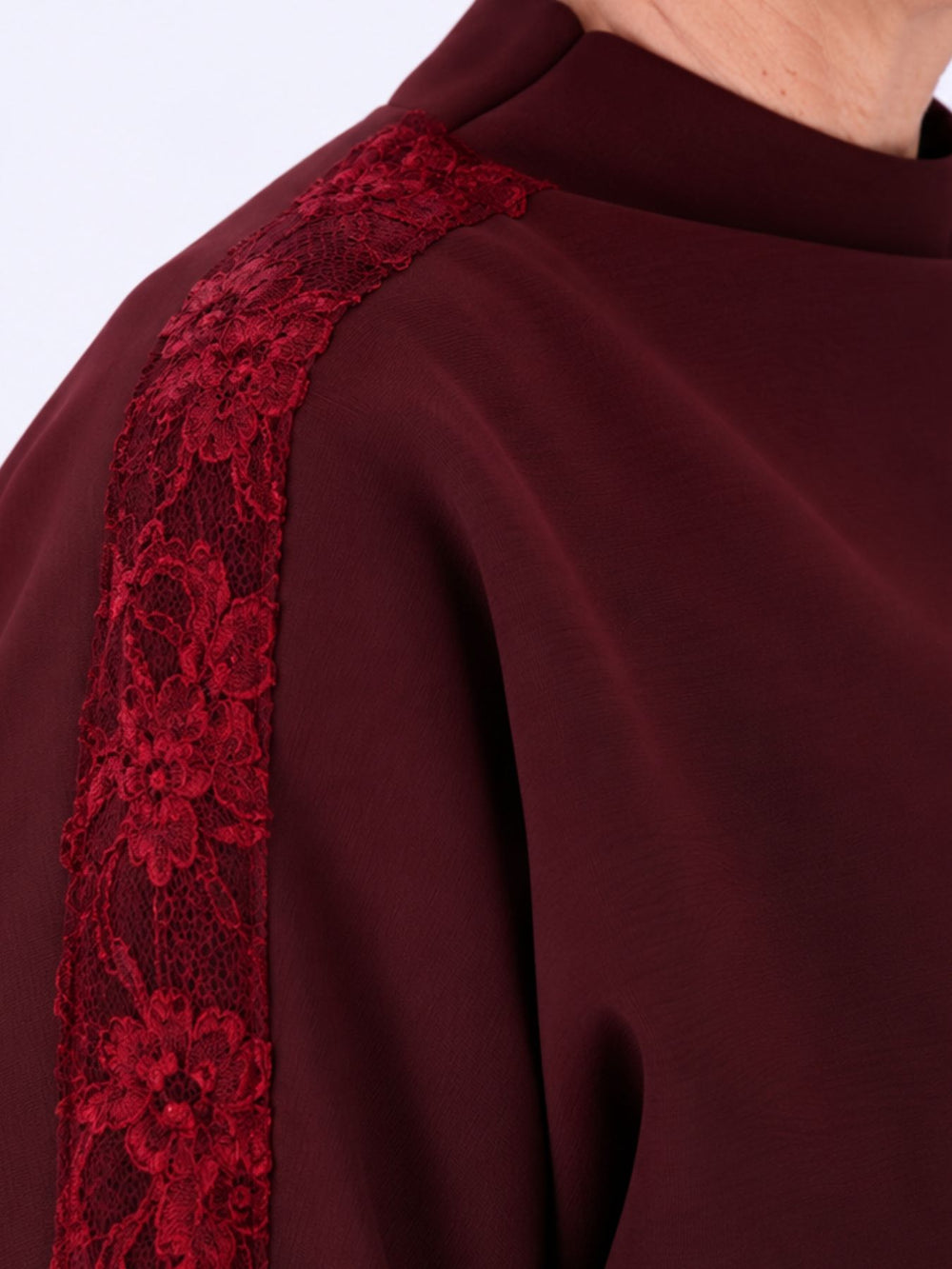 Sweatshirt Damen Spitze an Bund und Ärmel