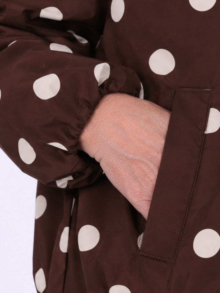 Leichte Damenjacke in Braun mit weißen Polka Dots