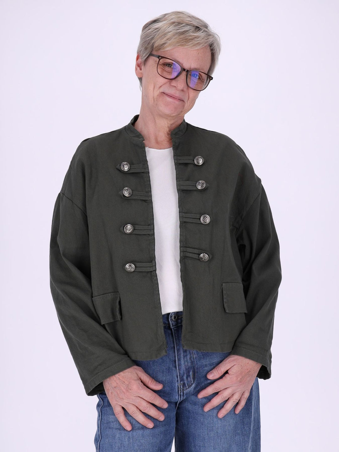 Damen Military Jacket aus Denim – lässig, modern & detailverliebt