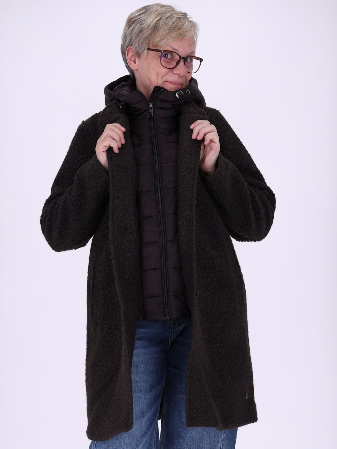 Boucle Mantel Damen Stepp abtrennbar